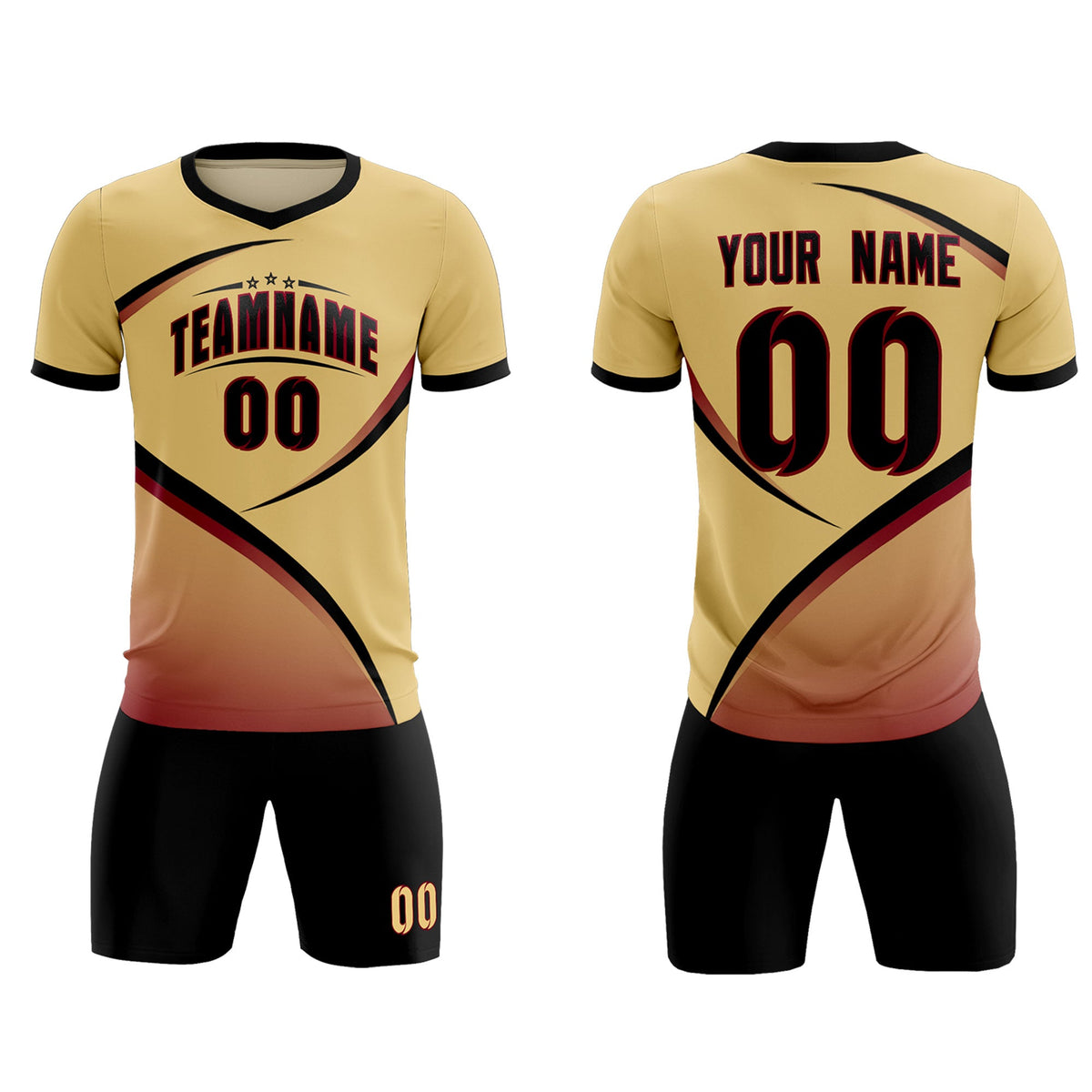 Custom Khaki Black Color Block Training Uniform For Men Soccer Sets Jersey
