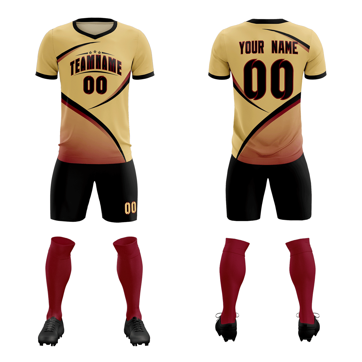 Custom Khaki Black Color Block Training Uniform For Men Soccer Sets Jersey