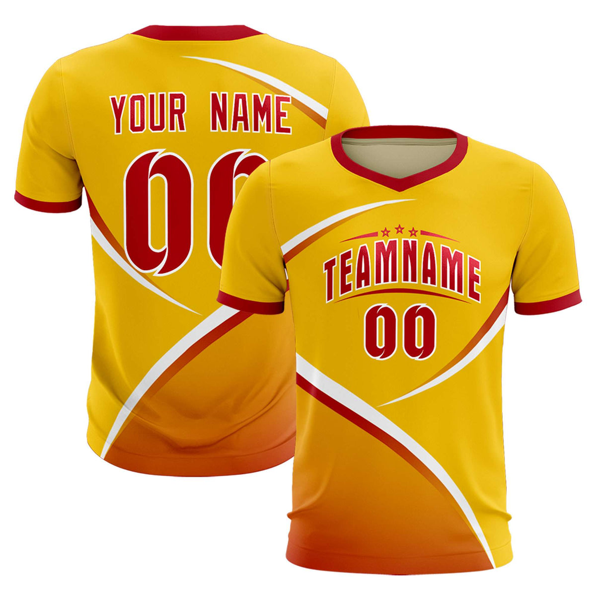 Custom Gold Red Color Block Training Uniform For Men Soccer Sets Jersey