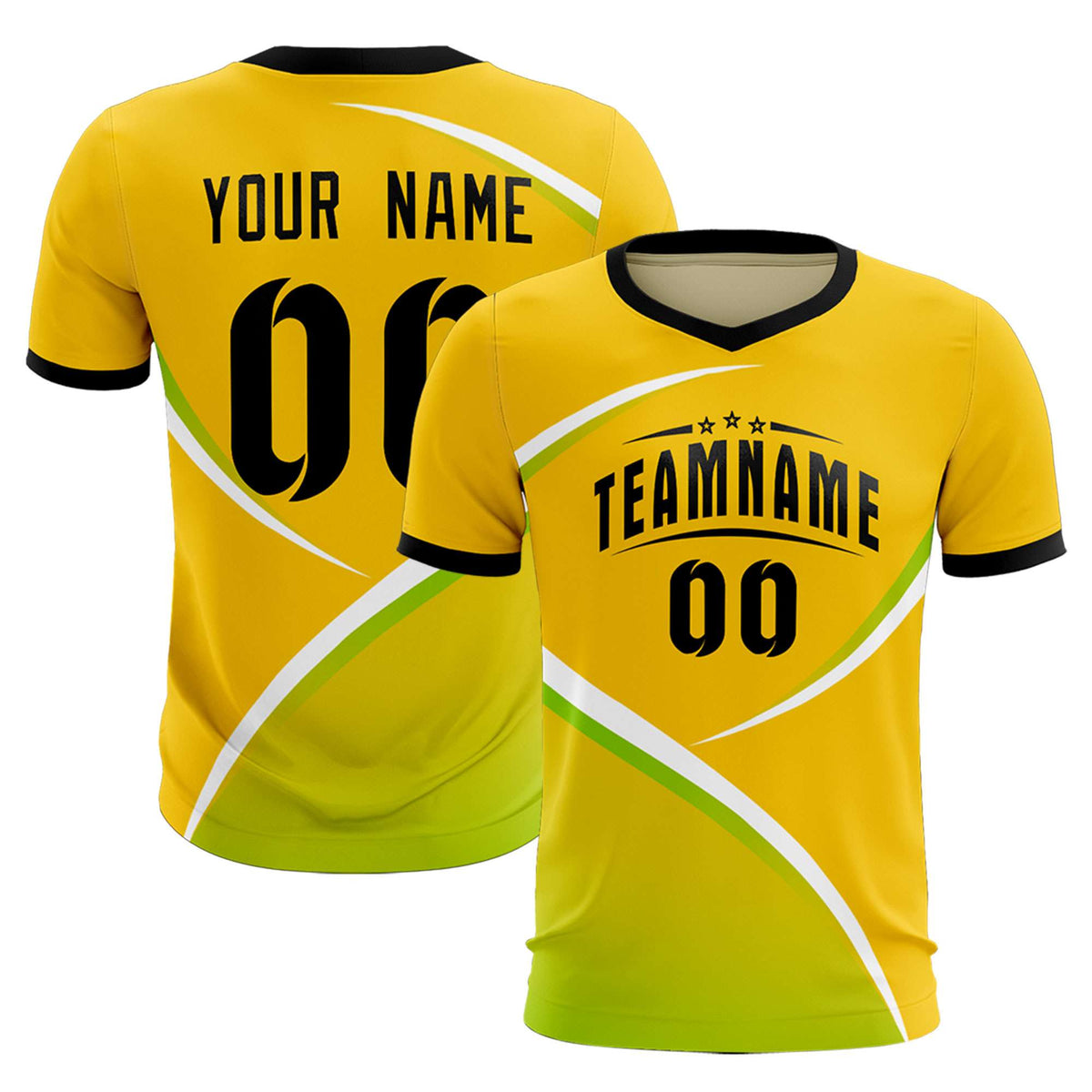 Custom Gold Black Color Block Training Uniform For Men Soccer Sets Jersey