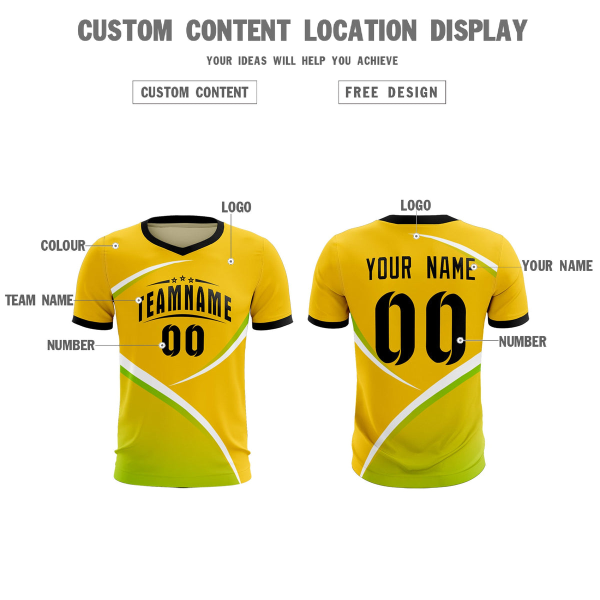 Custom Gold Black Color Block Training Uniform For Men Soccer Sets Jersey