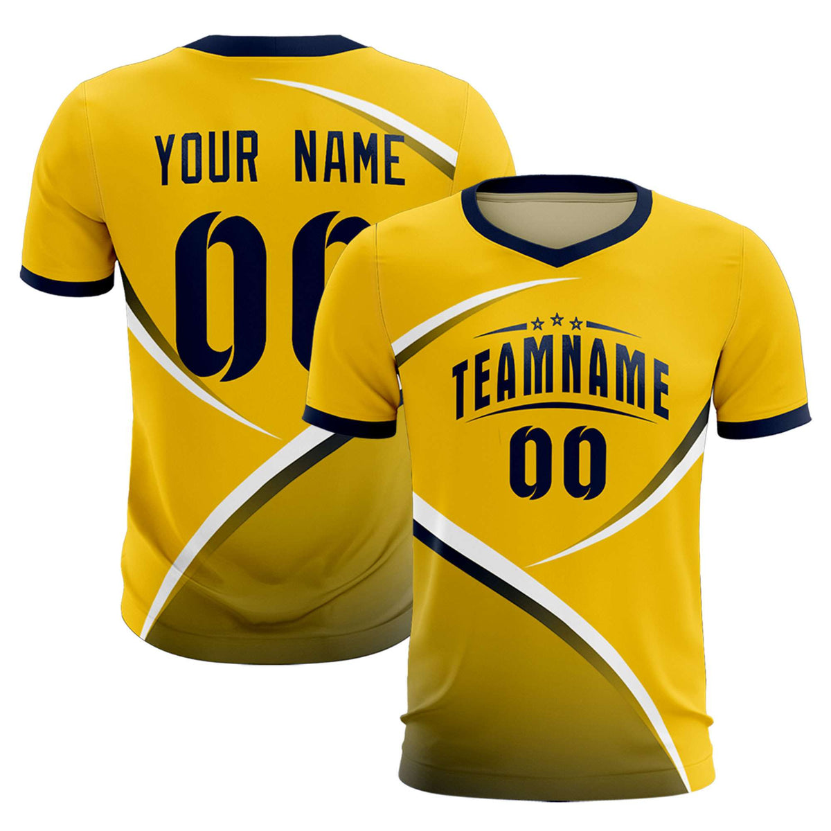 Custom Gold Navy Color Block Training Uniform For Men Soccer Sets Jersey