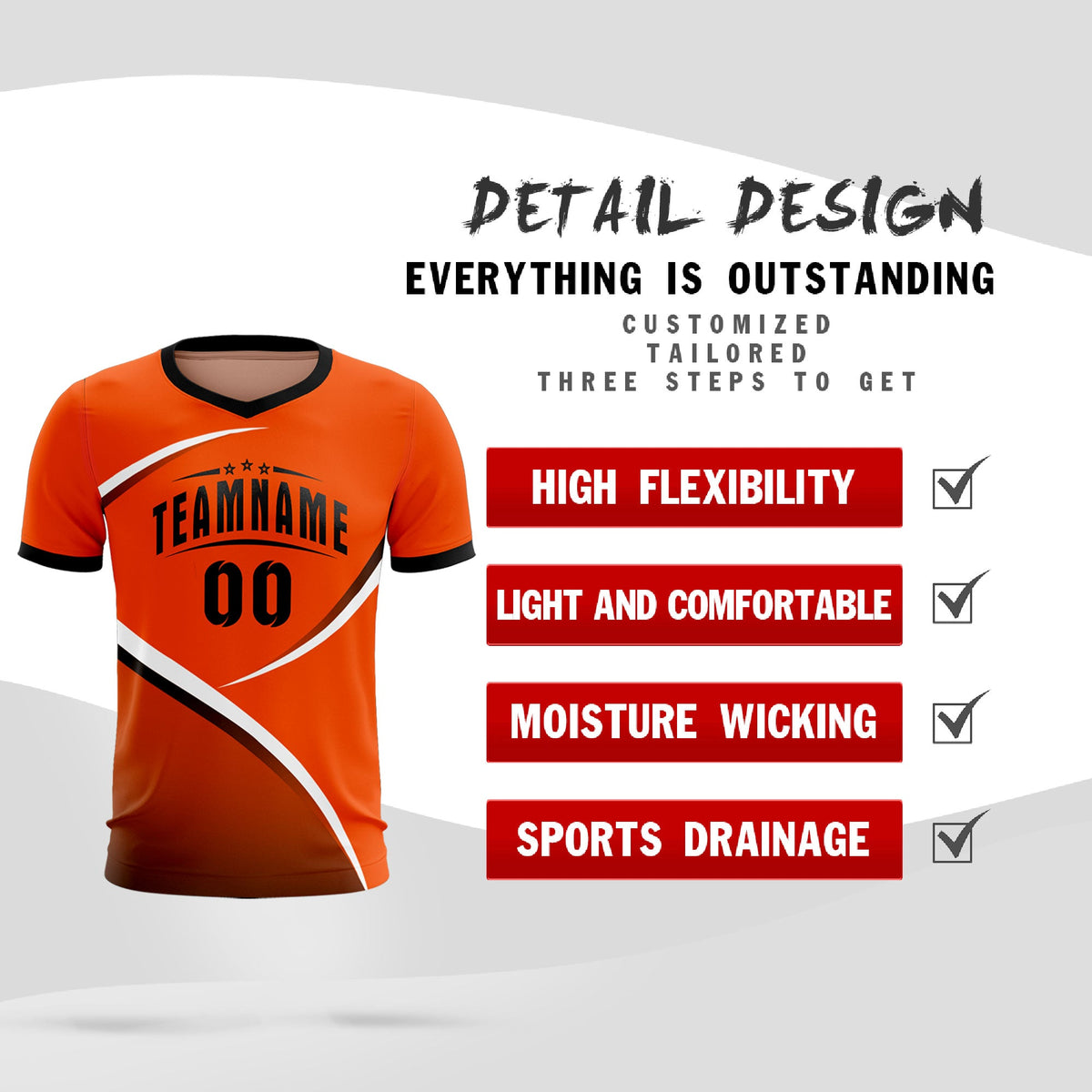 Custom Orange Black Color Block Training Uniform For Men Soccer Sets Jersey