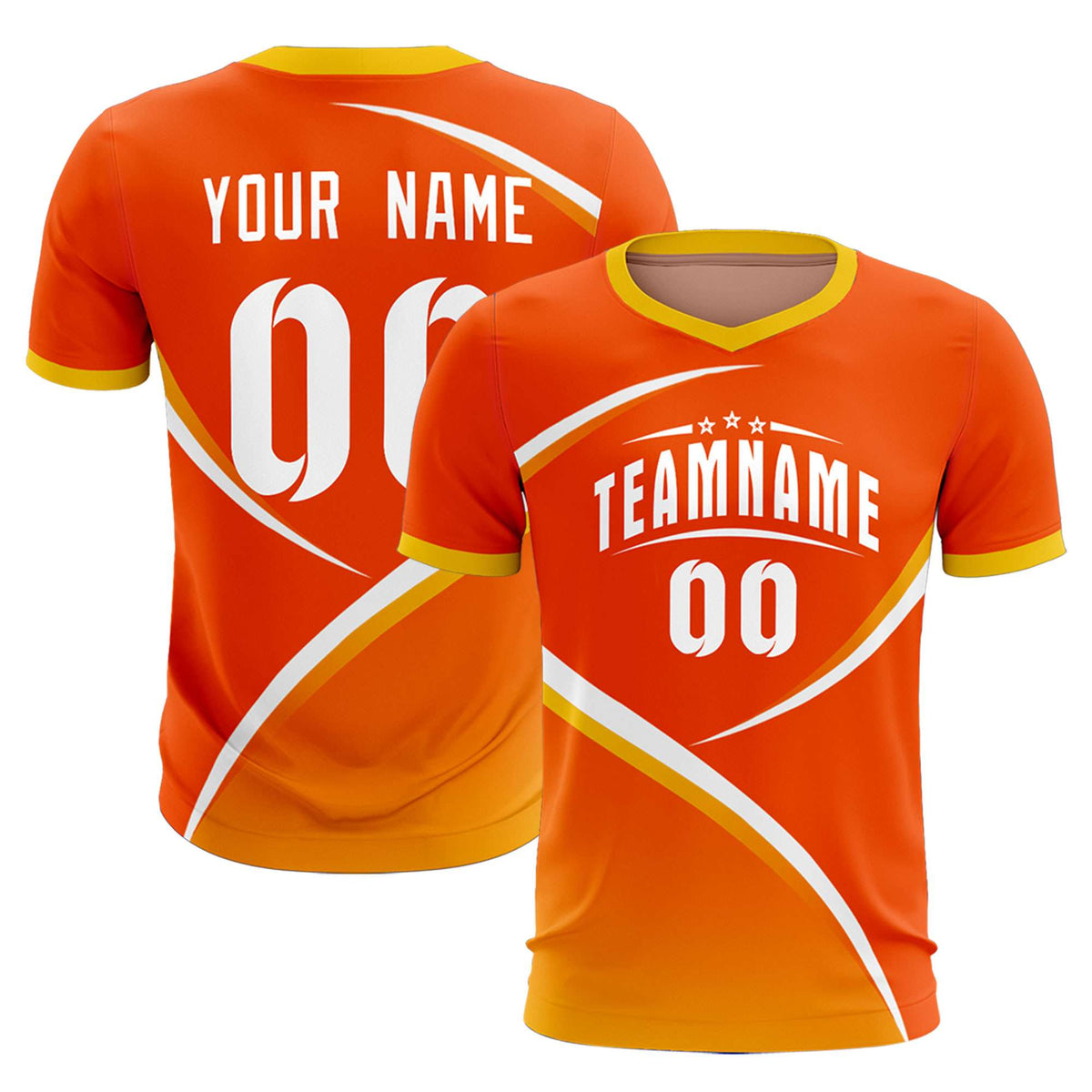 Custom Orange Gold Color Block Training Uniform For Men Soccer Sets Jersey