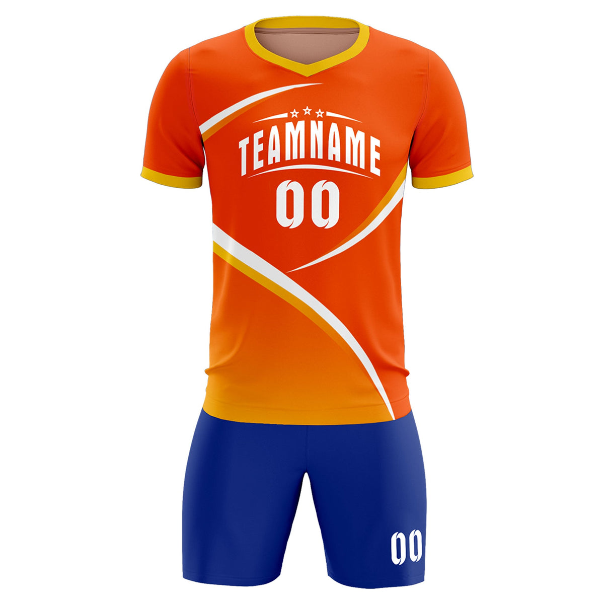 Custom Orange Gold Color Block Training Uniform For Men Soccer Sets Jersey