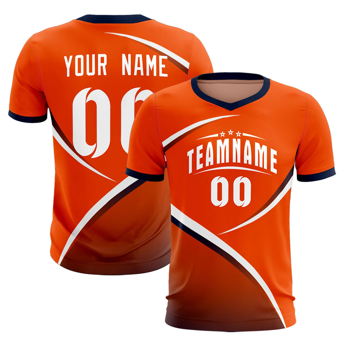 Custom Orange Navy Color Block Training Uniform For Men Soccer Sets Jersey