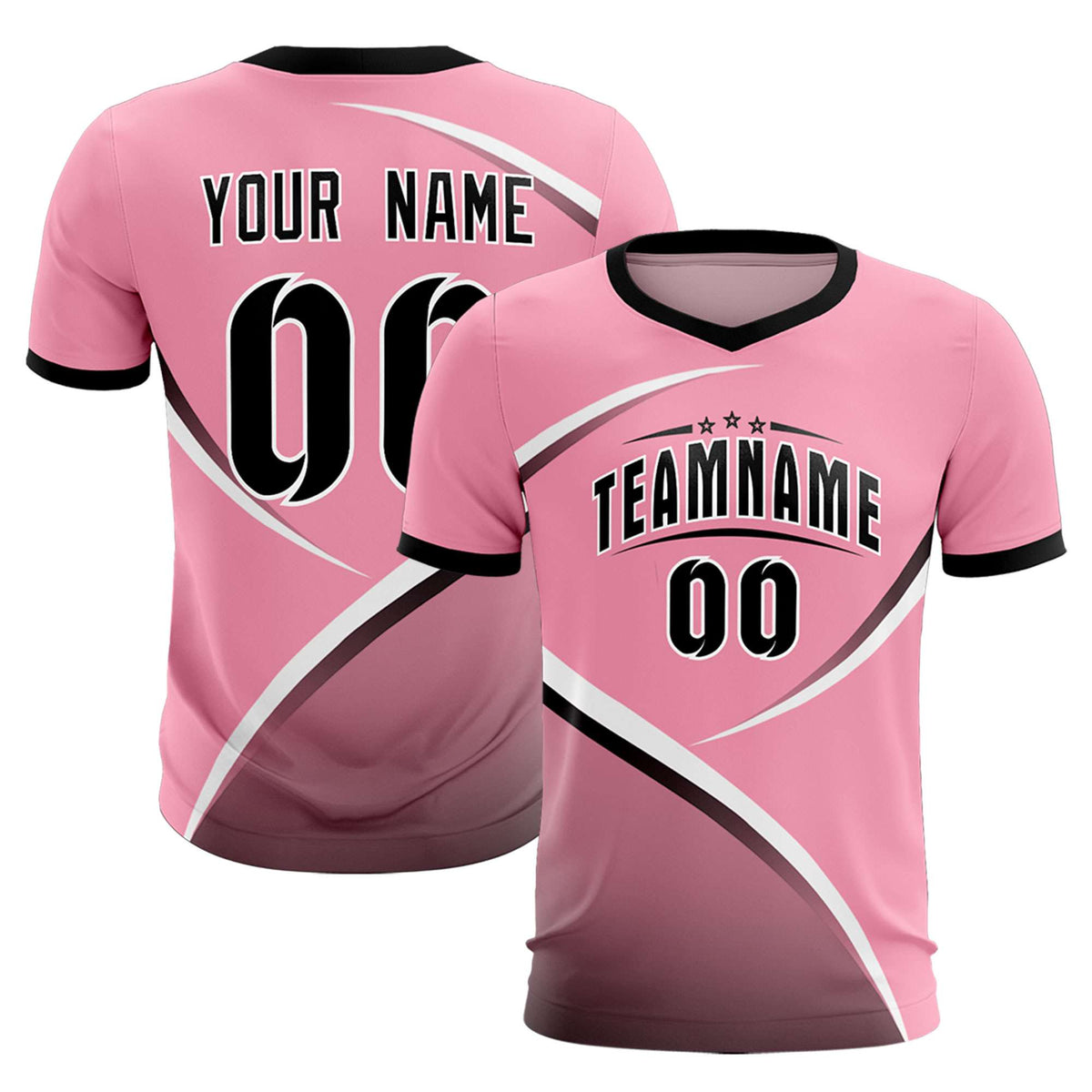 Custom Light Pink Black Color Block Training Uniform For Men Soccer Sets Jersey