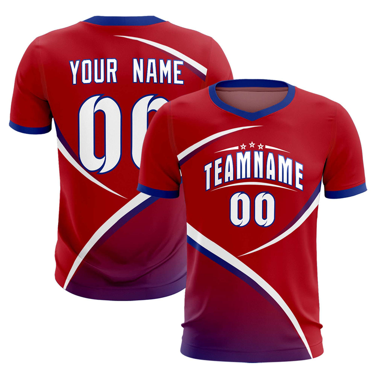 Custom Red Royal Color Block Training Uniform For Men Soccer Sets Jersey