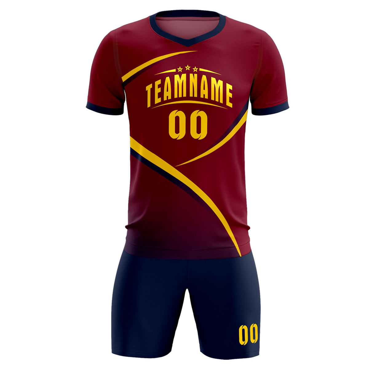 Custom Crimson Navy Color Block Training Uniform For Men Soccer Sets Jersey