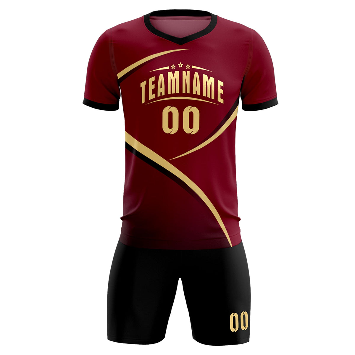Custom Crimson Black Color Block Training Uniform For Men Soccer Sets Jersey