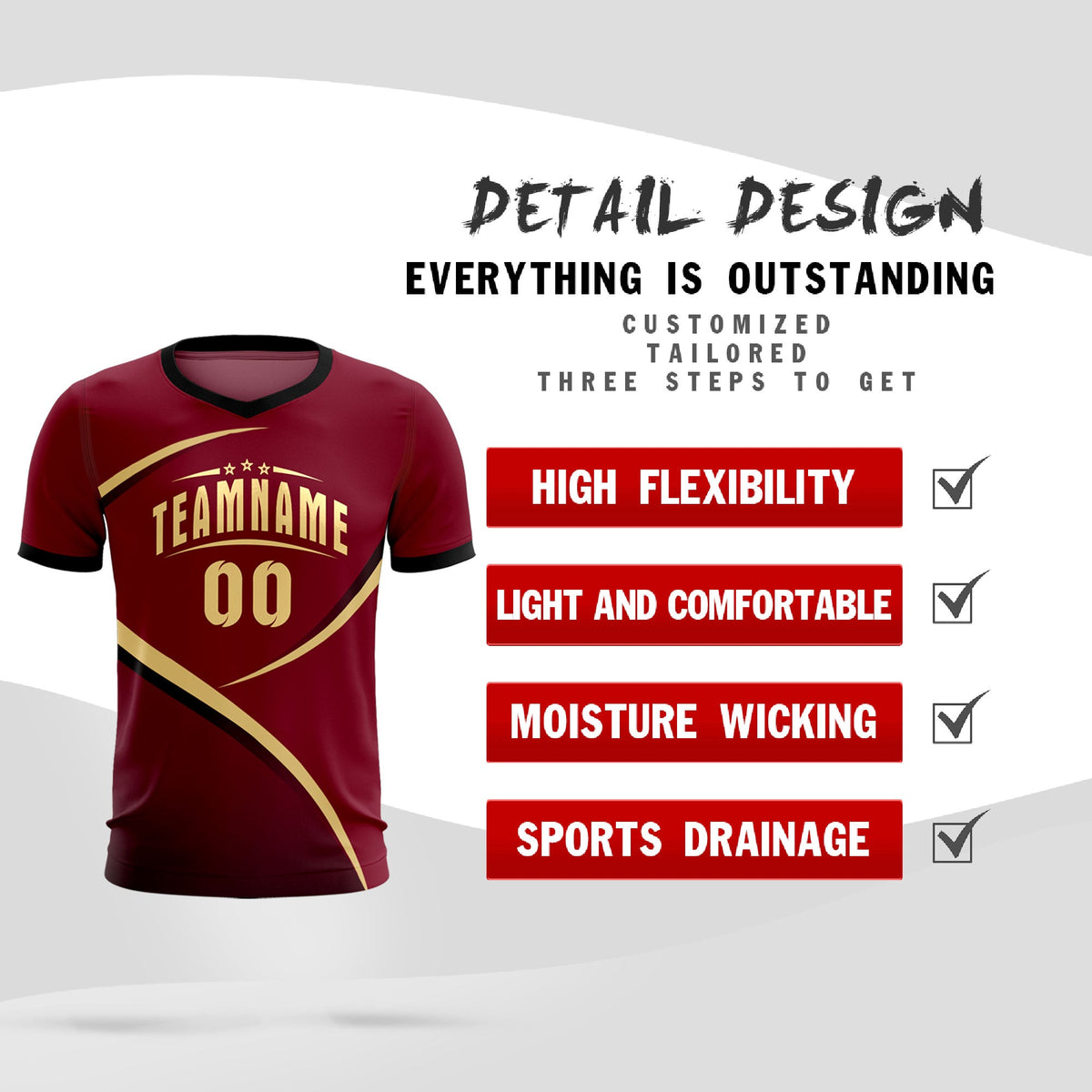 Custom Crimson Black Color Block Training Uniform For Men Soccer Sets Jersey
