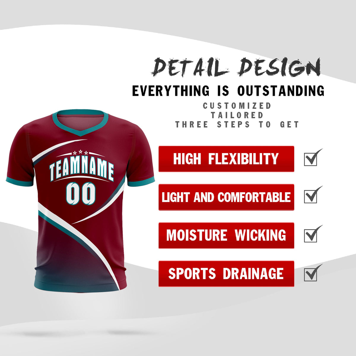 Custom Crimson Aqua Color Block Training Uniform For Men Soccer Sets Jersey