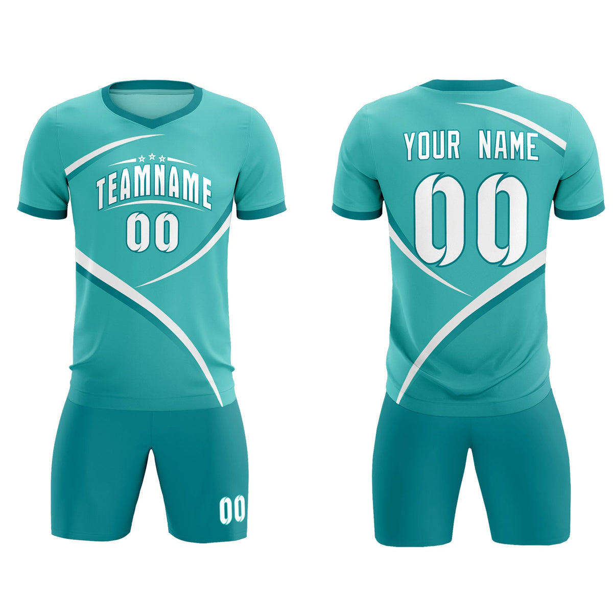 Custom Bright Green Aqua Color Block Training Uniform For Men Soccer Sets Jersey