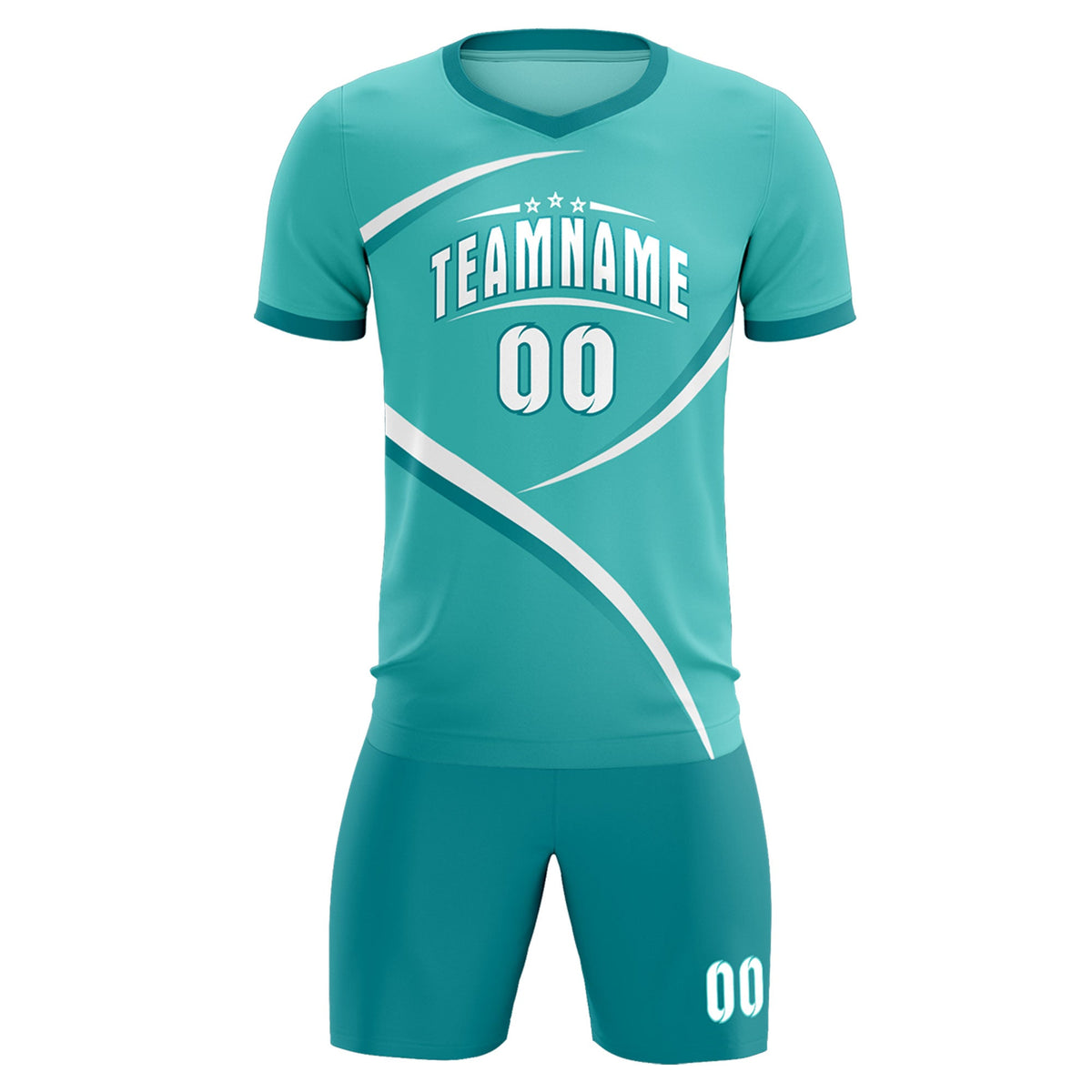 Custom Bright Green Aqua Color Block Training Uniform For Men Soccer Sets Jersey