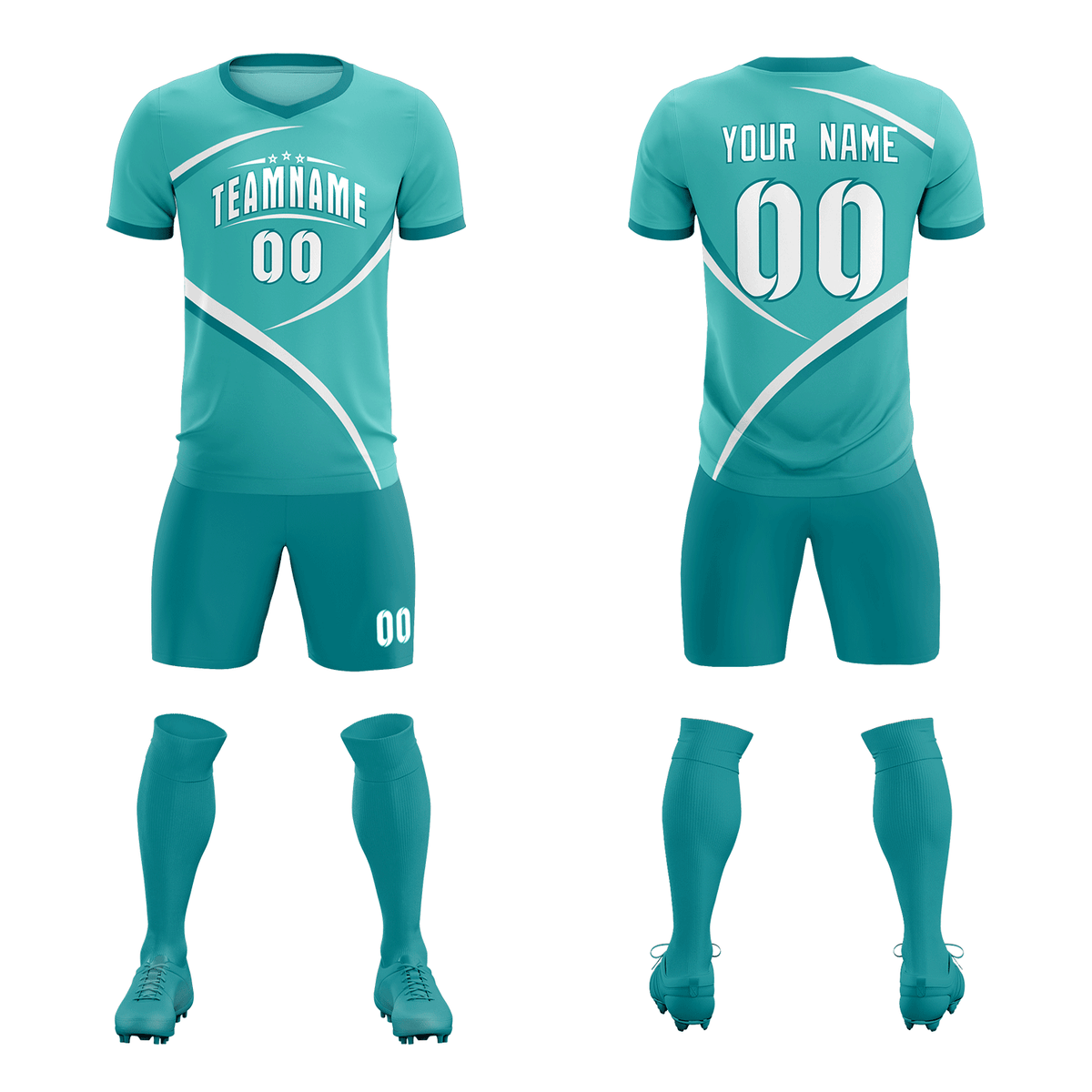 Custom Bright Green Aqua Color Block Training Uniform For Men Soccer Sets Jersey