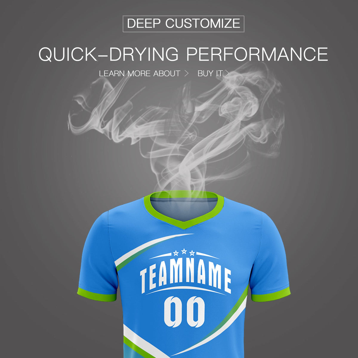 Custom Powder Blue Neon Green Color Block Training Uniform For Men Soccer Sets Jersey