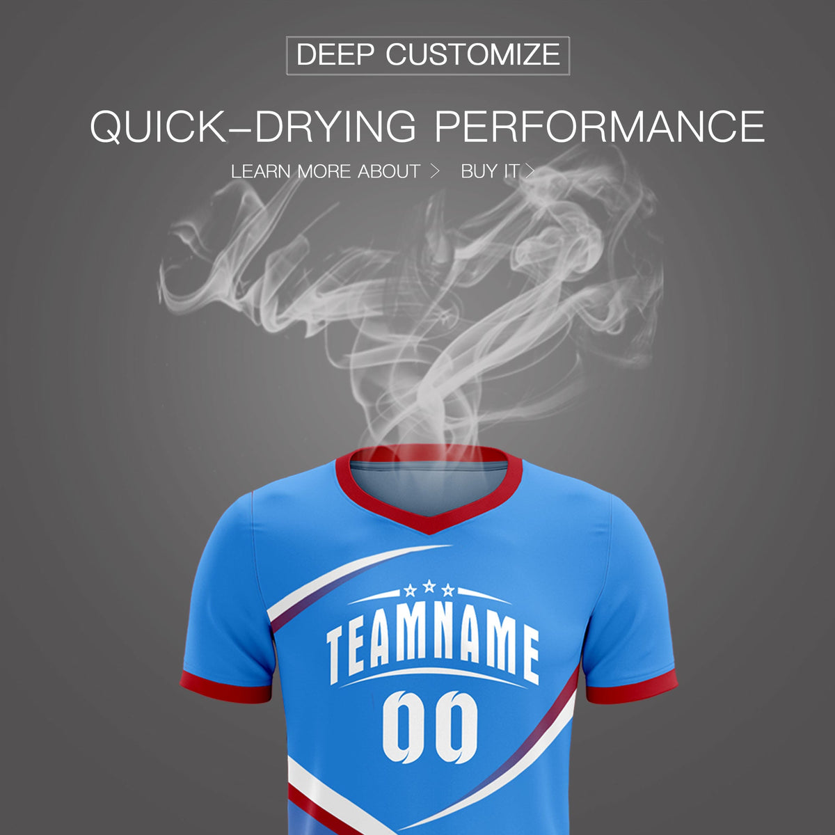 Custom Powder Blue Red Color Block Training Uniform For Men Soccer Sets Jersey