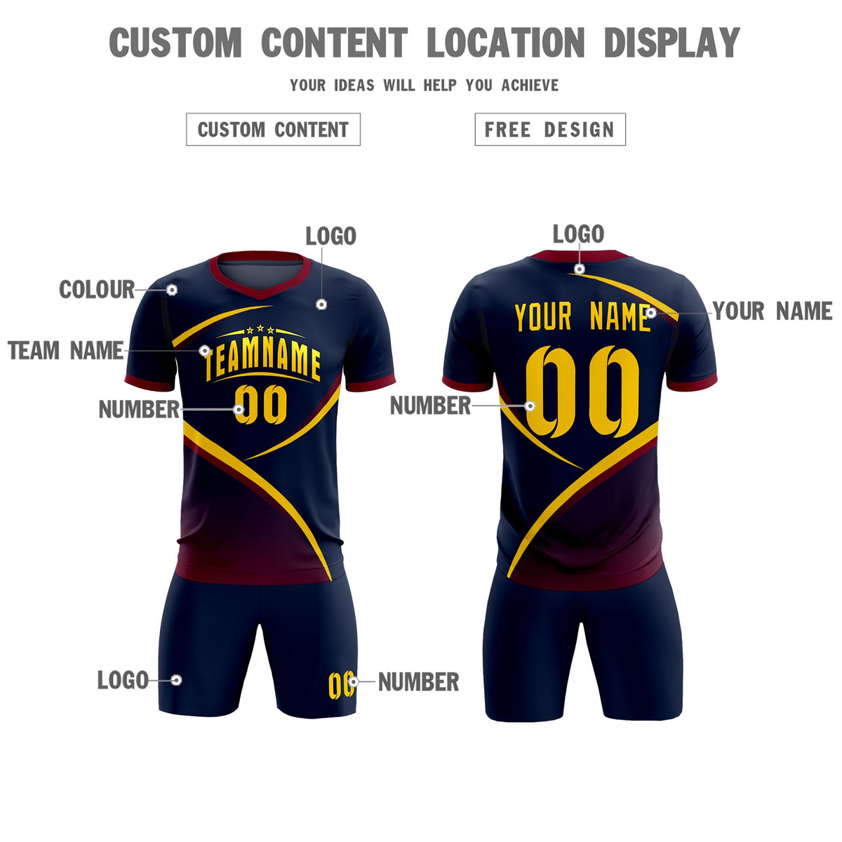 Custom Navy Navy Color Block Training Uniform For Men Soccer Sets Jersey