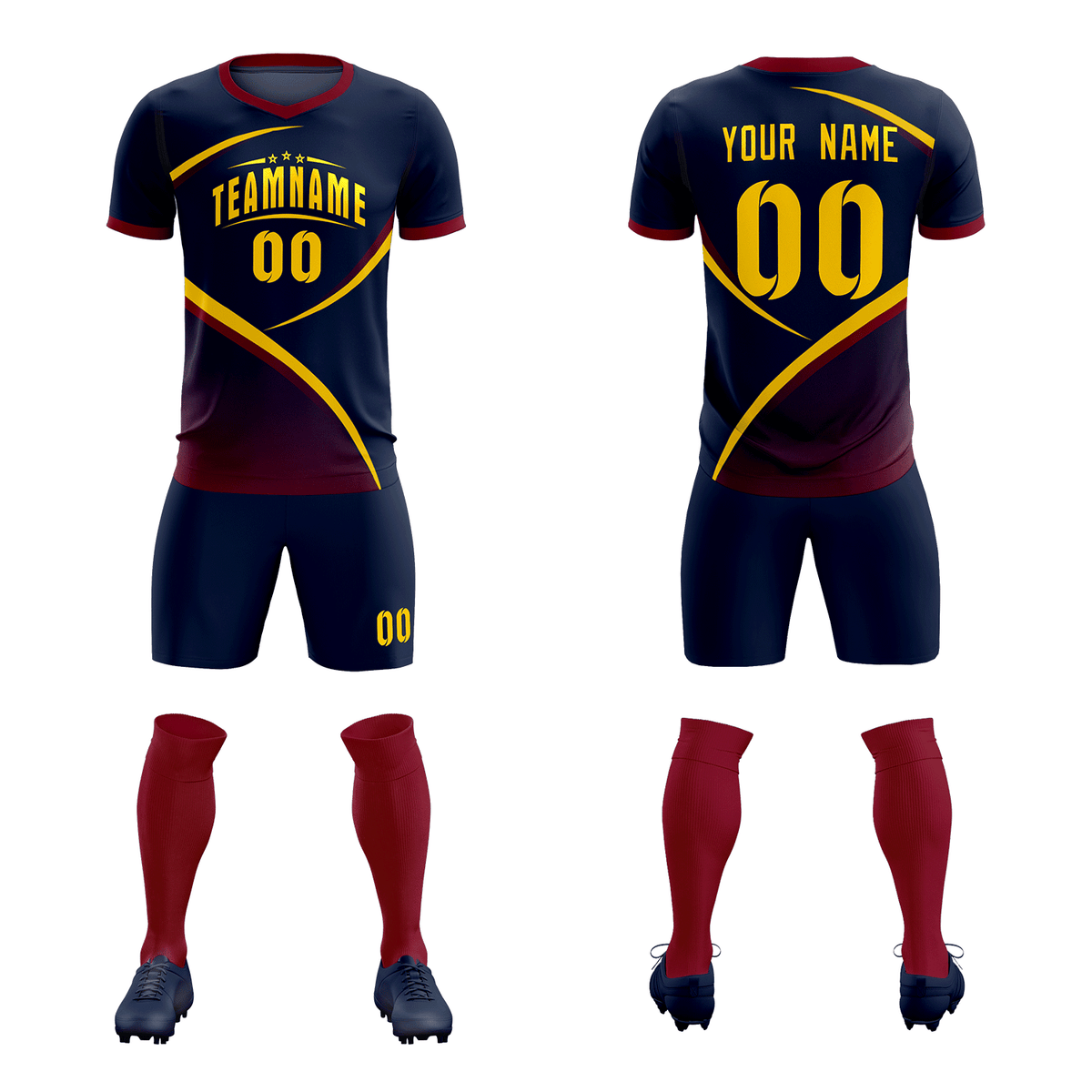 Custom Navy Navy Color Block Training Uniform For Men Soccer Sets Jersey