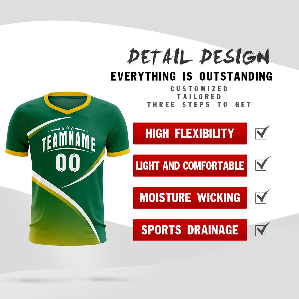 Custom Kelly Green Gold Color Block Training Uniform For Men Soccer Sets Jersey