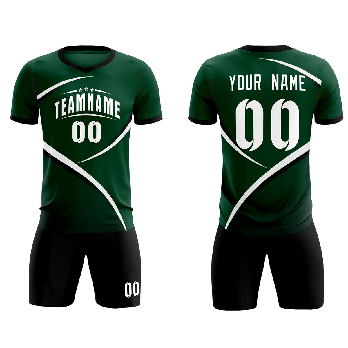 Custom Green Black Color Block Training Uniform For Men Soccer Sets Jersey