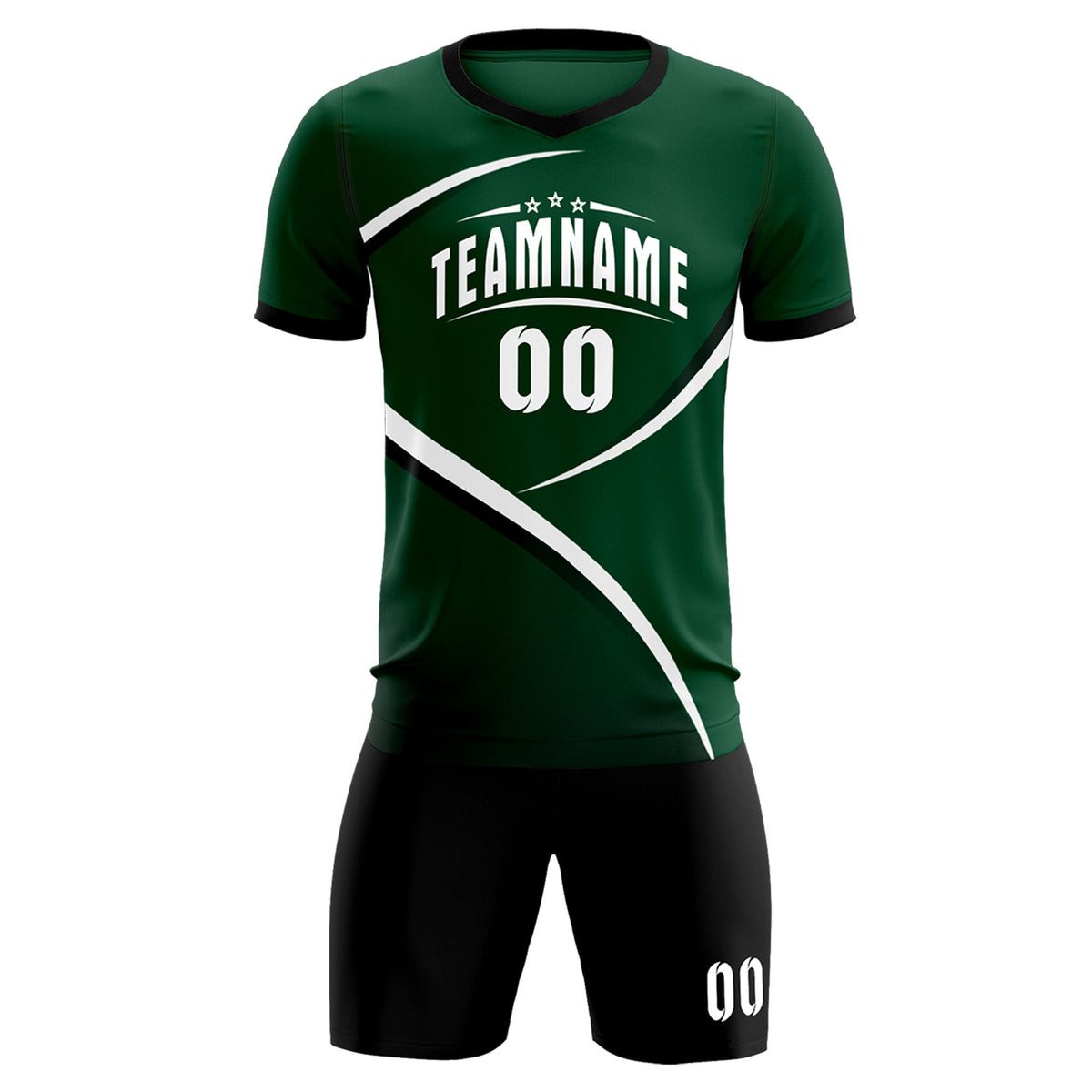 Custom Green Black Color Block Training Uniform For Men Soccer Sets Jersey