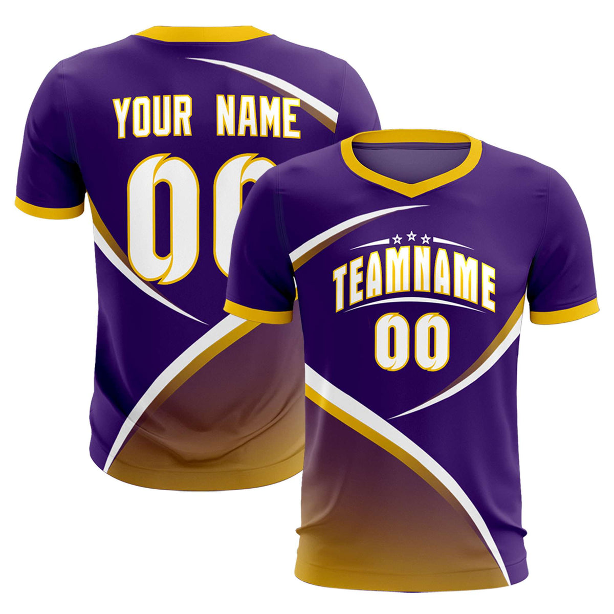 Custom Purple Gold Color Block Training Uniform For Men Soccer Sets Jersey