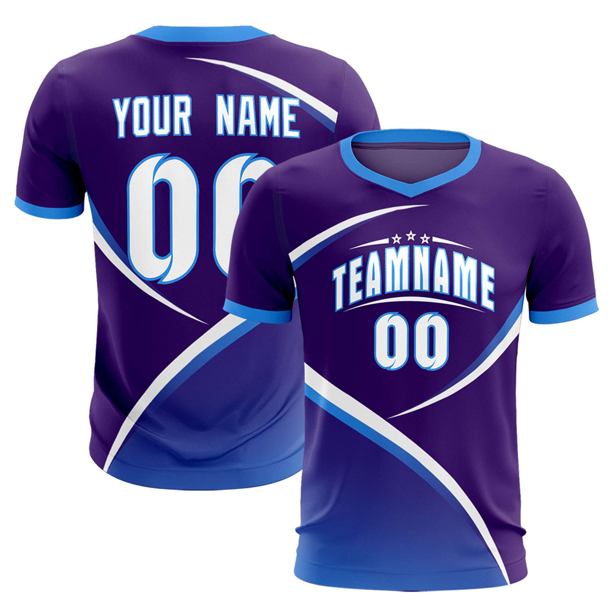 Custom Purple Powder Blue Color Block Training Uniform For Men Soccer Sets Jersey