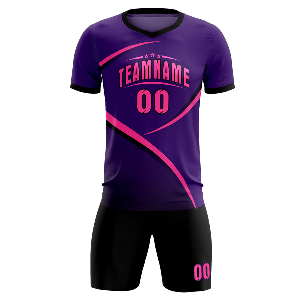 Custom Purple Black Color Block Training Uniform For Men Soccer Sets Jersey