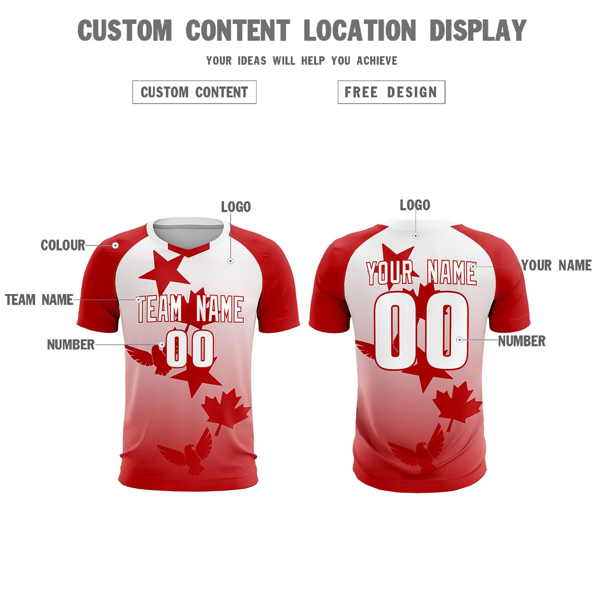 Custom Red White World Cup Inspired Wrinkle-Resistant Training Uniform Gradient Fashion Soccer Sets Jersey