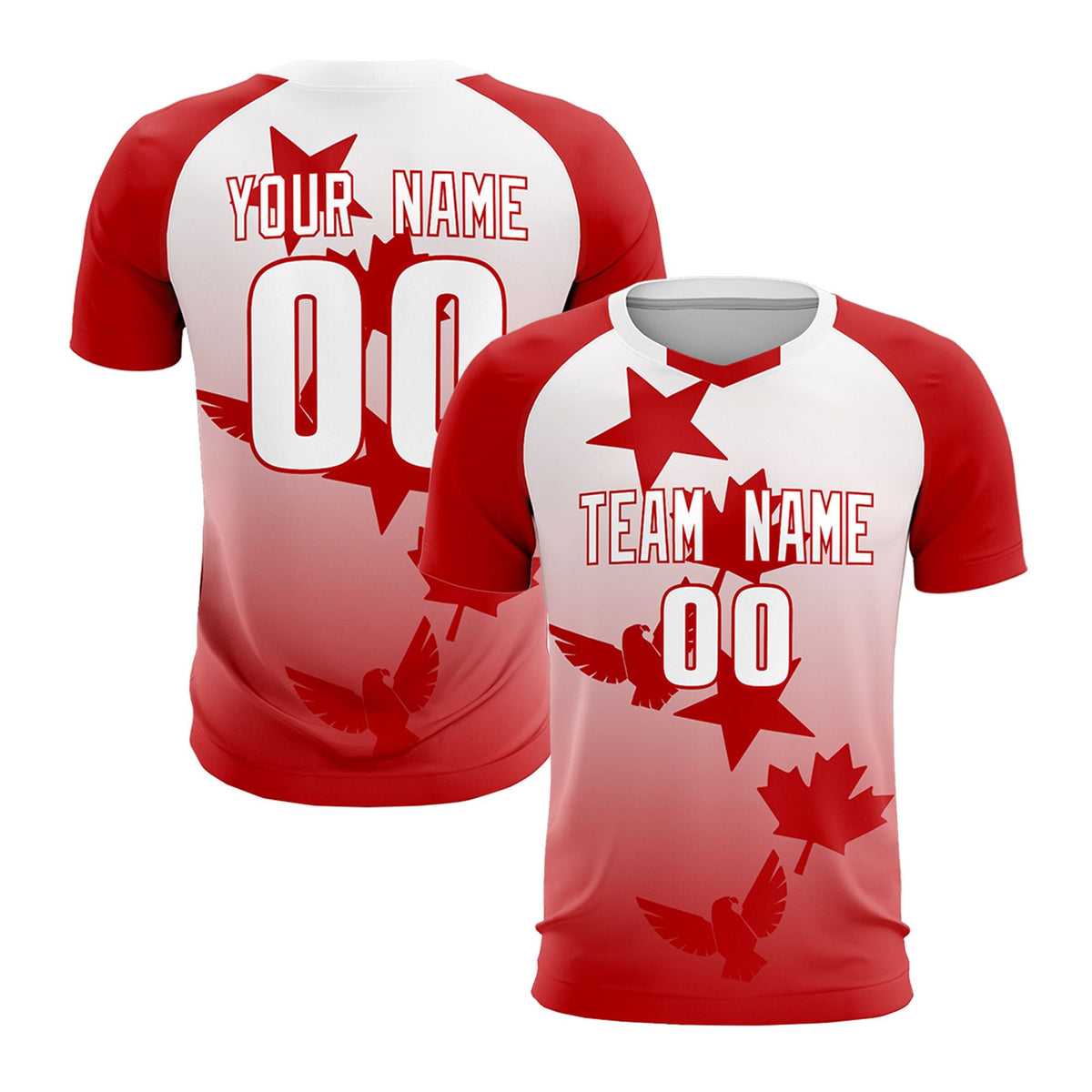 Custom Red White World Cup Inspired Wrinkle-Resistant Training Uniform Gradient Fashion Soccer Sets Jersey