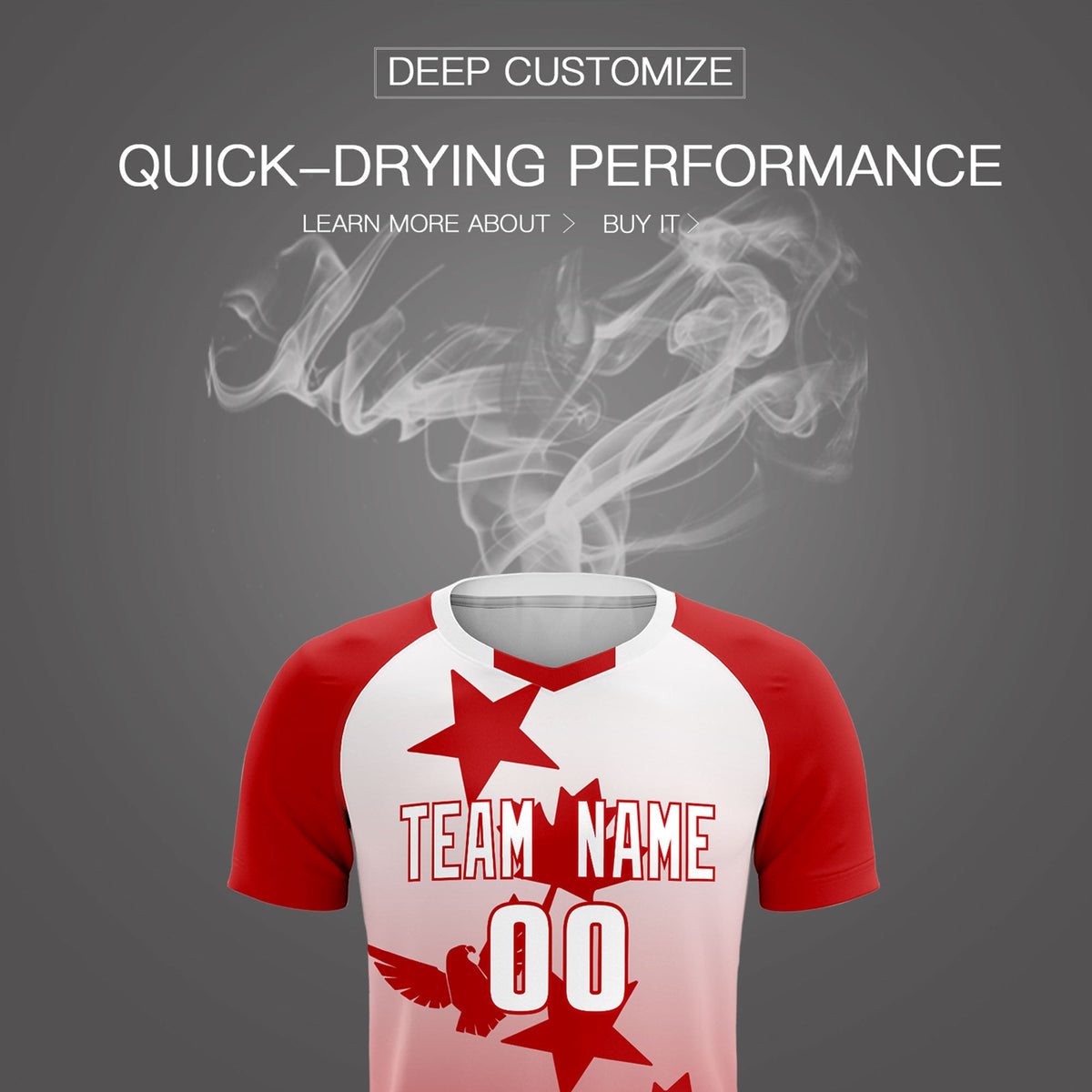 Custom Red White World Cup Inspired Wrinkle-Resistant Training Uniform Gradient Fashion Soccer Sets Jersey