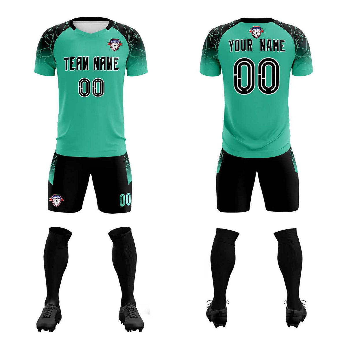 Custom Green Classic Soccer Training Kit Jersey For Adults/Kids