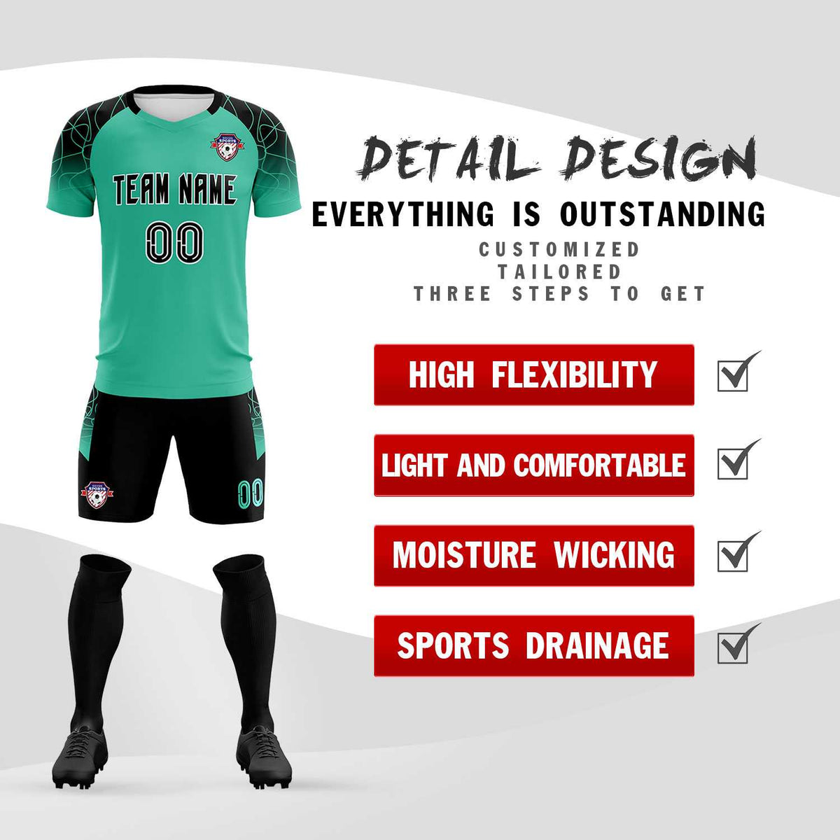 Custom Green Classic Soccer Training Kit Jersey For Adults/Kids