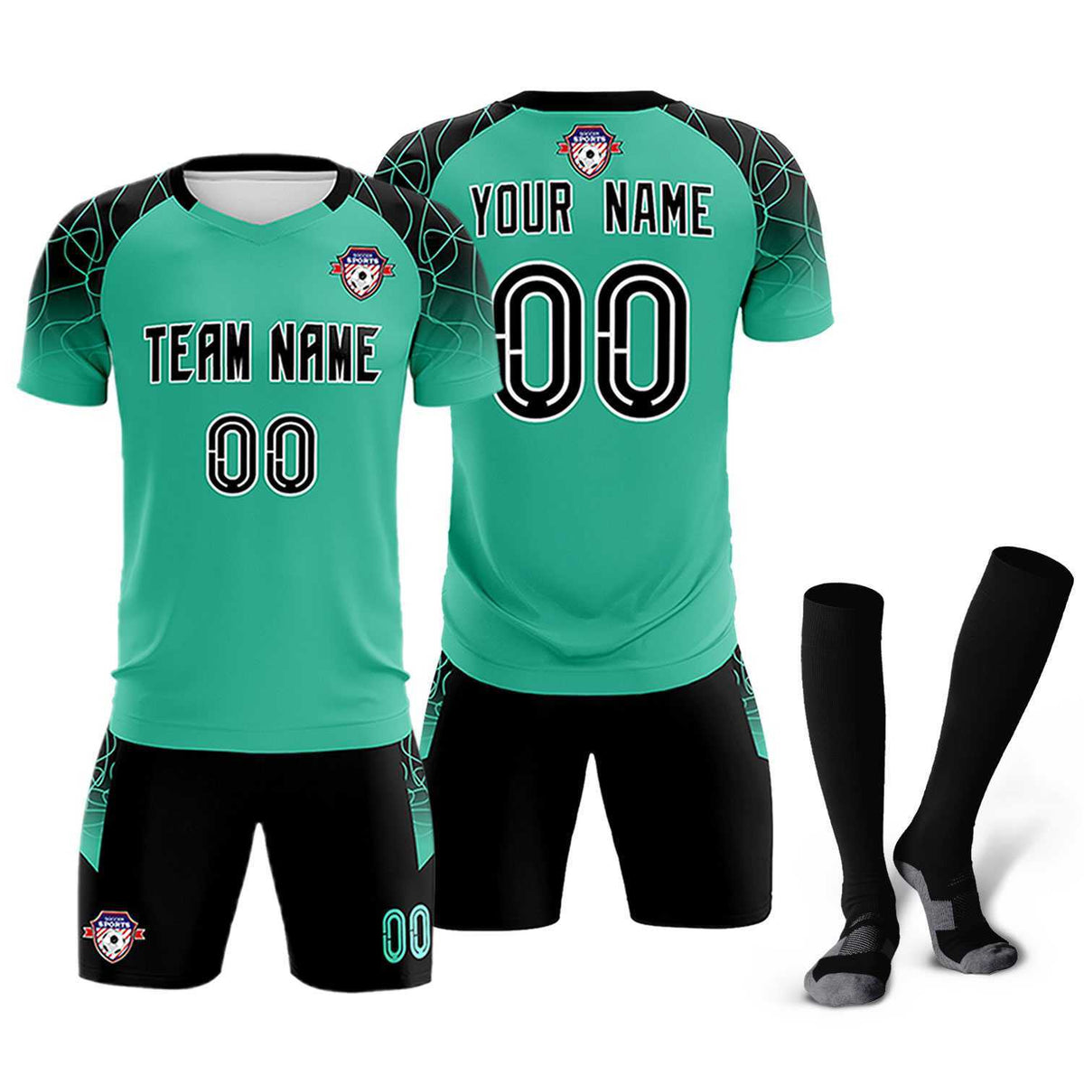 Custom Green Classic Soccer Training Kit Jersey For Adults/Kids
