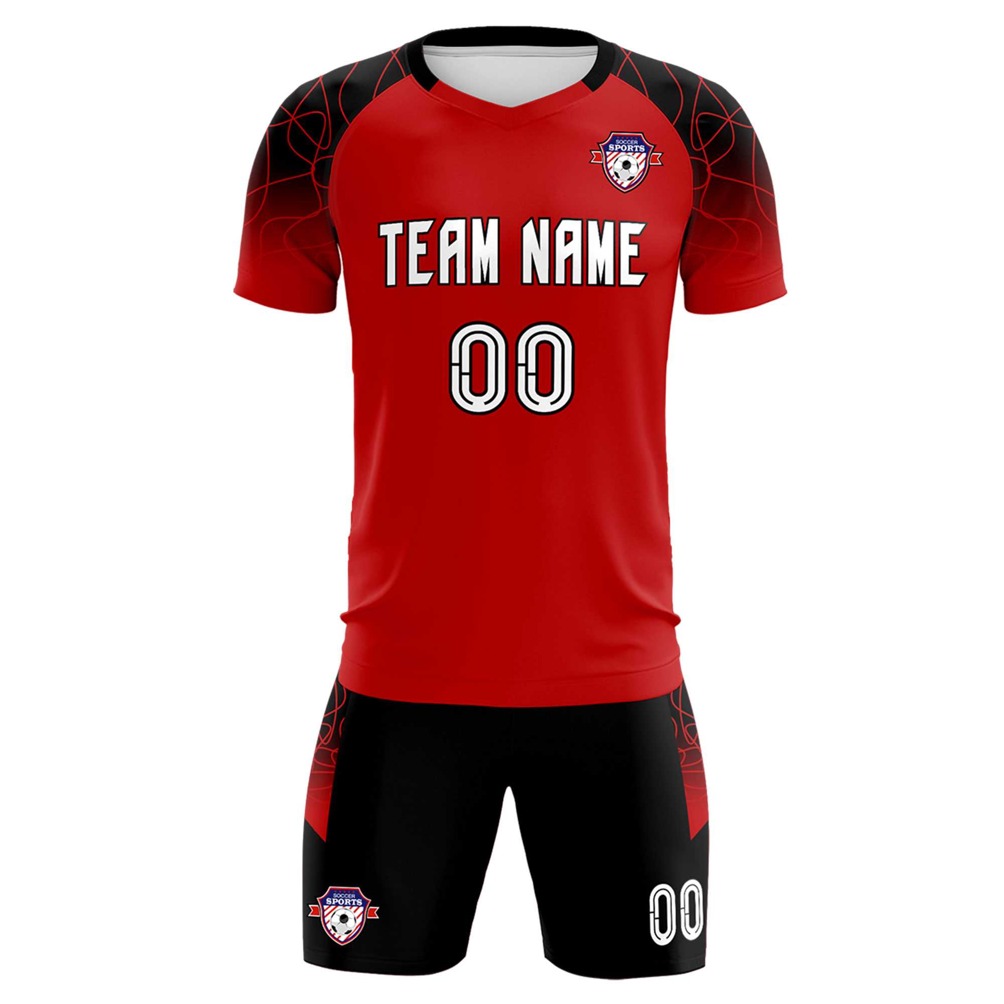 Custom Red Classic Soccer Training Sets Jersey For Adults/Kids