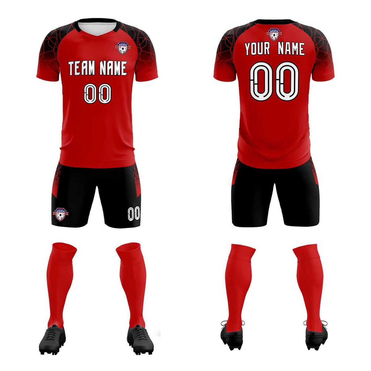 Custom Red Classic Soccer Training Sets Jersey For Adults/Kids