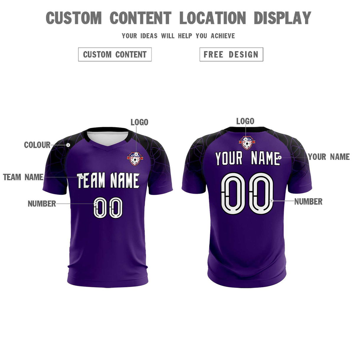 Custom Purple Classic Soccer Training Kit Jersey For Adults/Kids