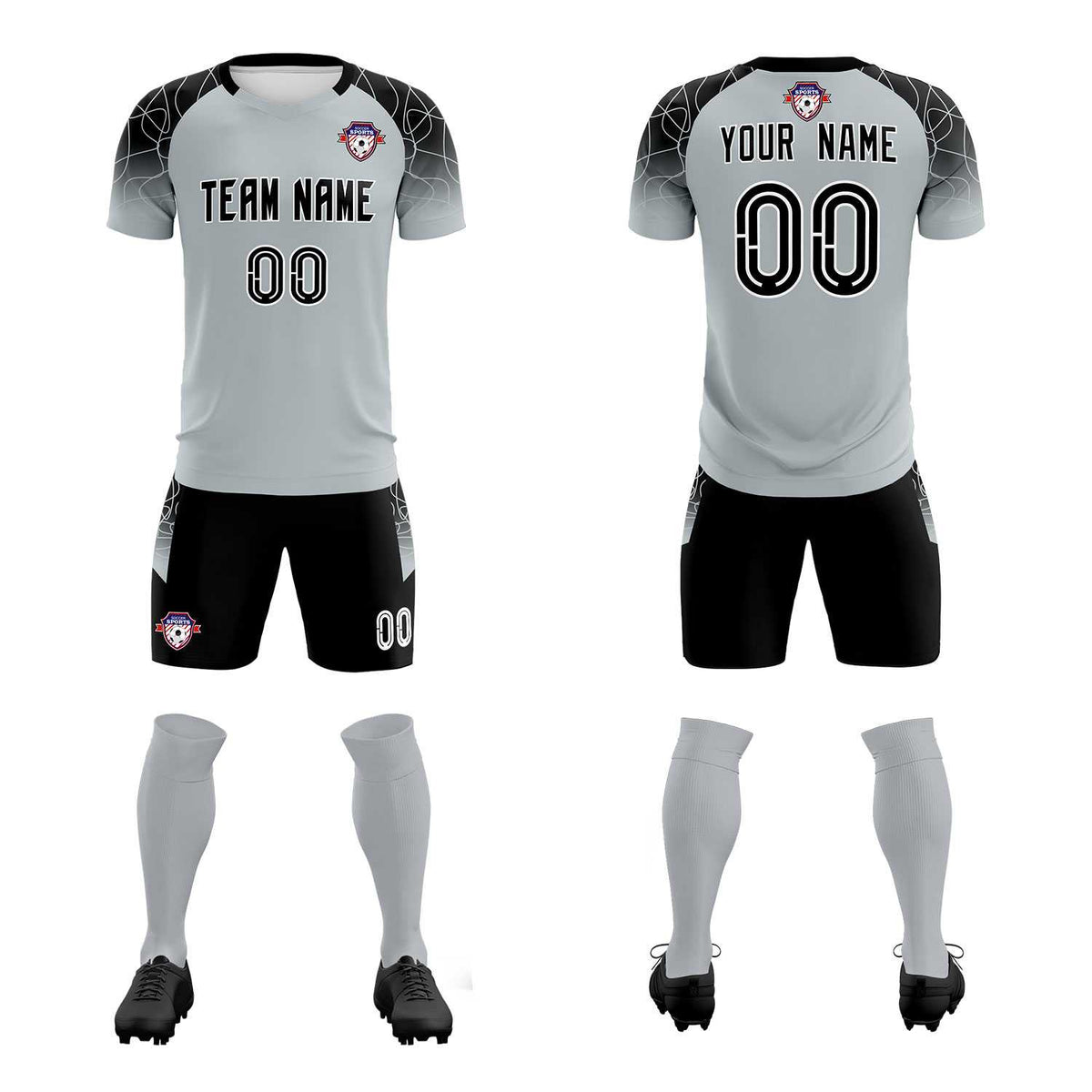 Custom Silver Classic Soccer Training Sets Jersey For Adults/Kids