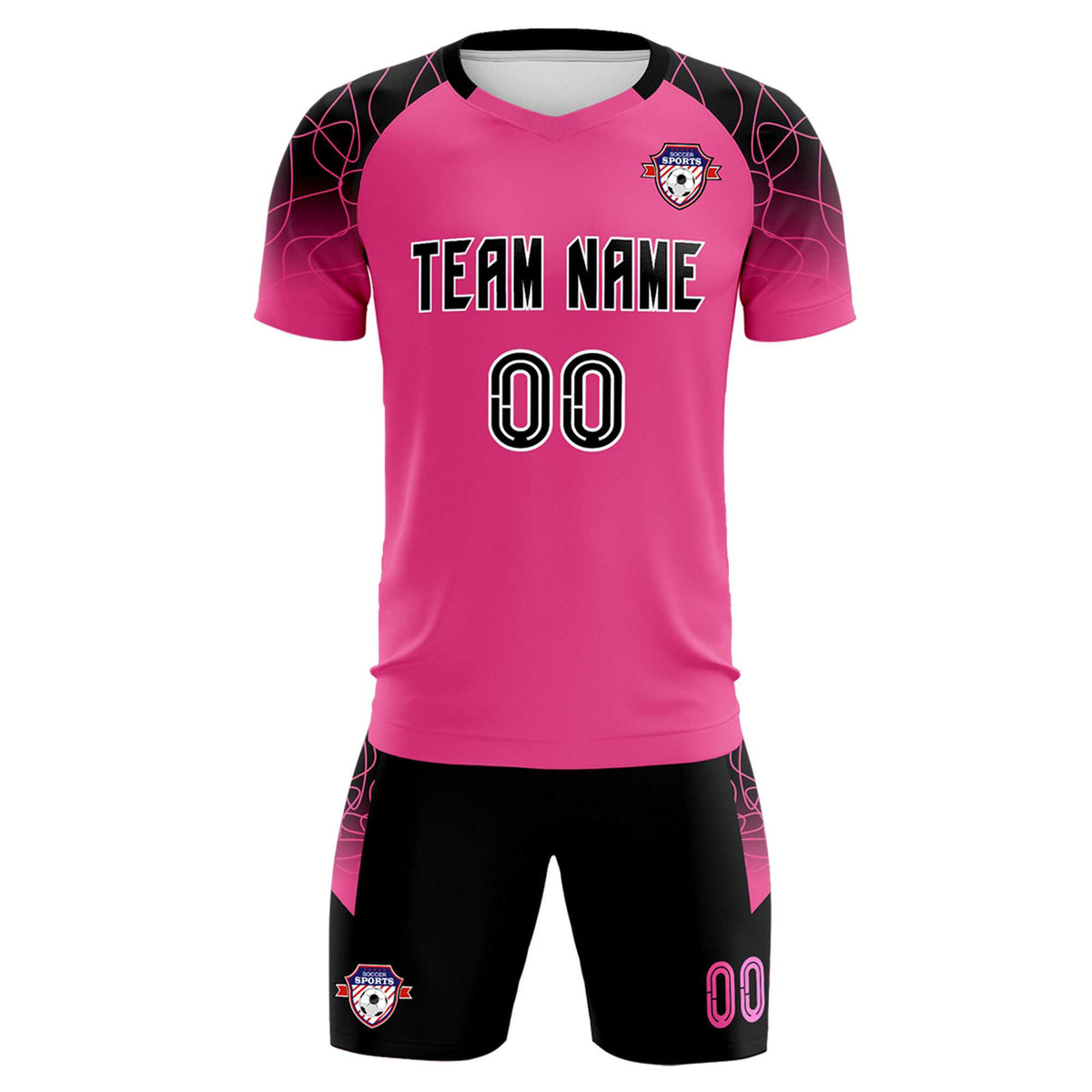 Custom Rose Red Classic Soccer Training Sets Jersey For Adults/Kids