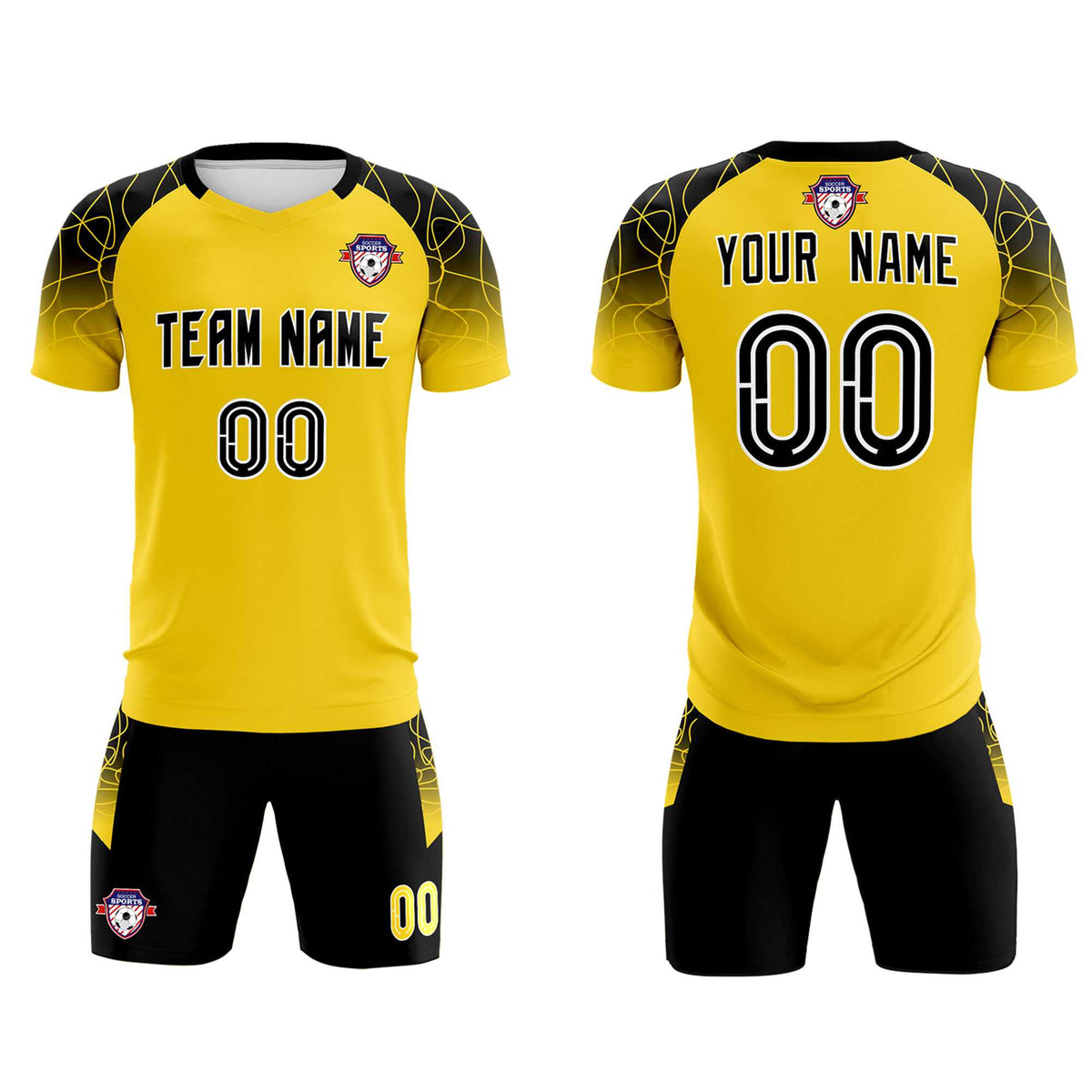 Custom Gold Classic Soccer Training Kit Jersey For Adults/Kids