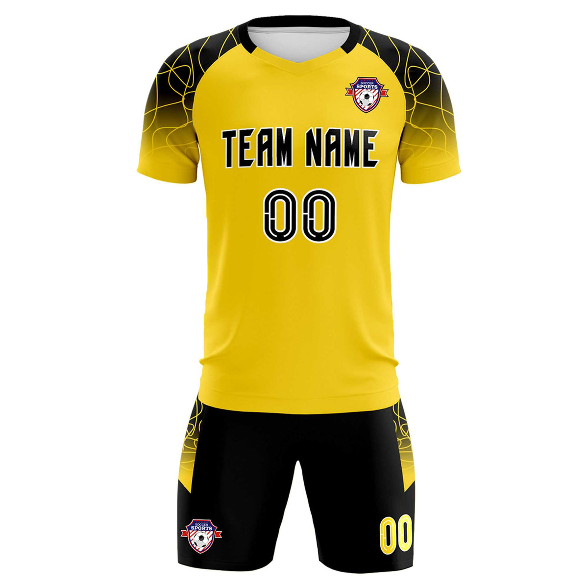 Custom Gold Classic Soccer Training Kit Jersey For Adults/Kids