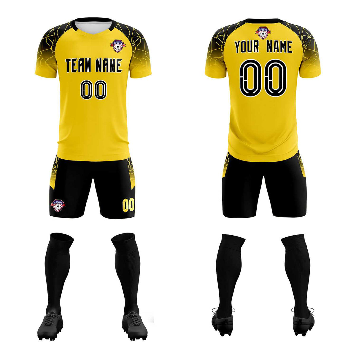 Custom Gold Classic Soccer Training Kit Jersey For Adults/Kids