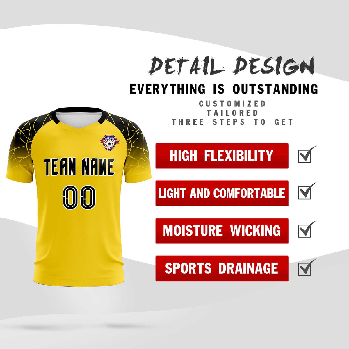Custom Gold Classic Soccer Training Kit Jersey For Adults/Kids