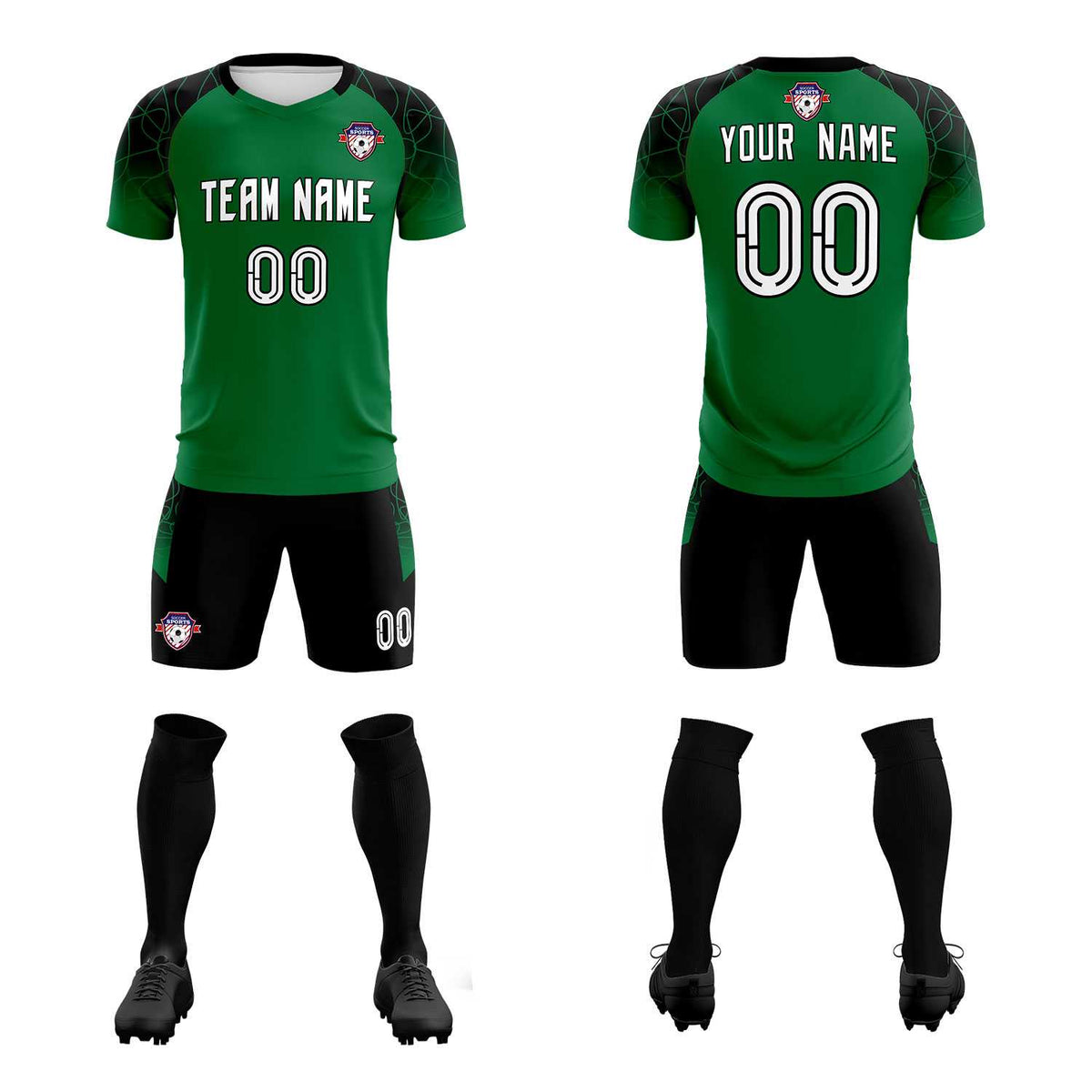 Custom Kelly Green Classic Soccer Training Sets Jersey For Adults/Kids