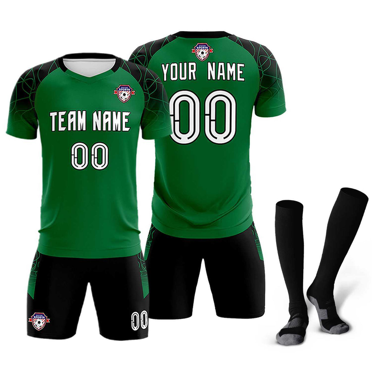 Custom Kelly Green Classic Soccer Training Sets Jersey For Adults/Kids