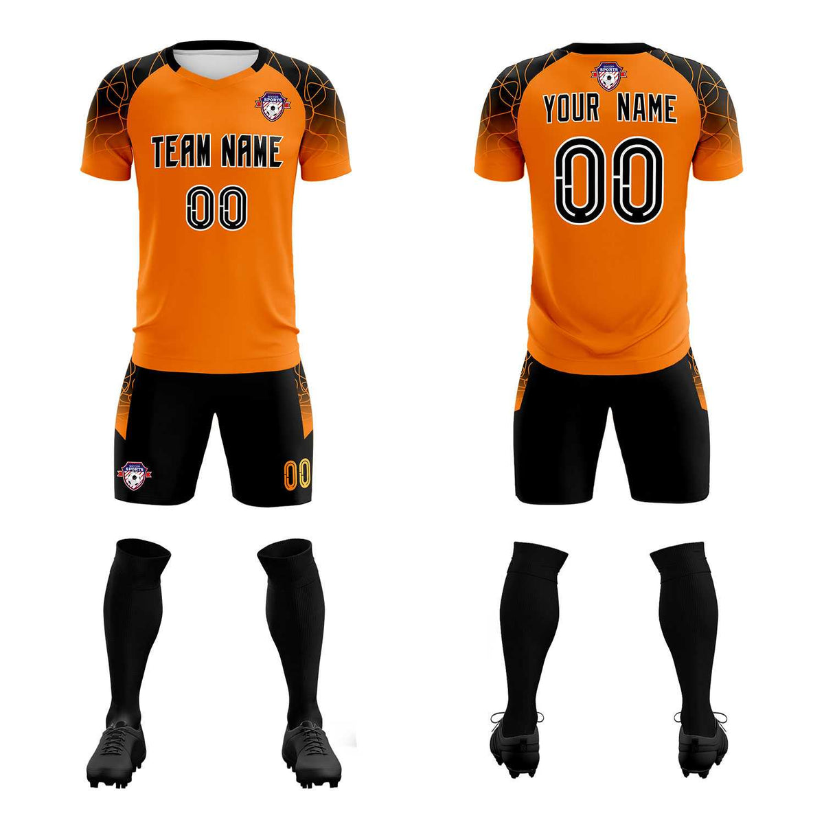 Custom Orange Classic Soccer Training Kit Jersey For Adults/Kids