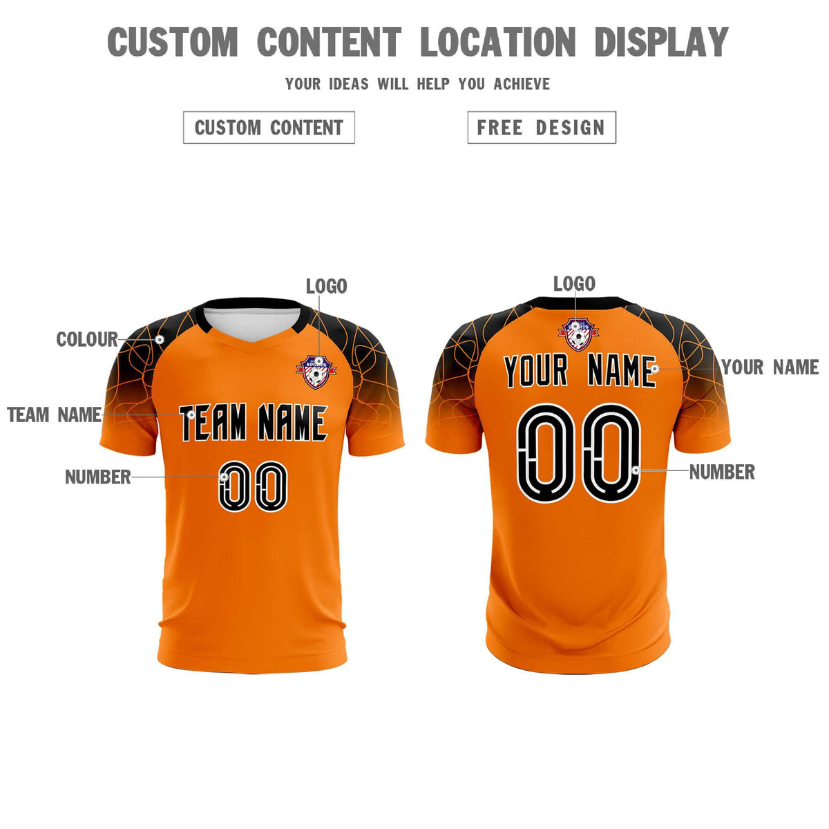 Custom Orange Classic Soccer Training Kit Jersey For Adults/Kids