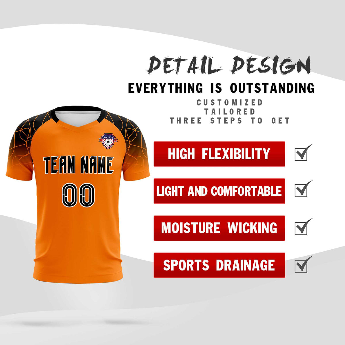 Custom Orange Classic Soccer Training Kit Jersey For Adults/Kids