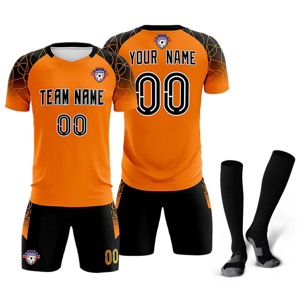 Custom Orange Classic Soccer Training Kit Jersey For Adults/Kids